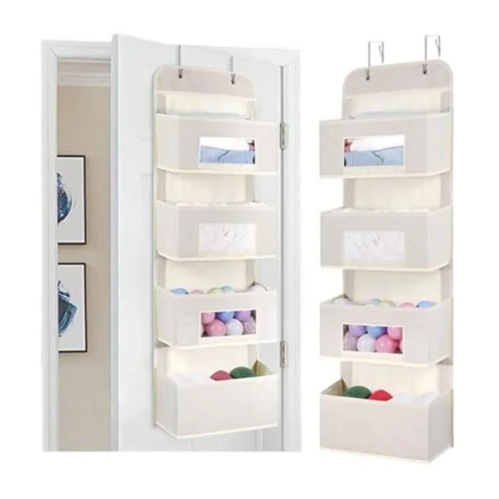Over Door Hanging Organizer 4 Shelf Pocket Storage Clear Window Closet Bathroom